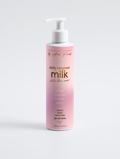 the cleansing milk (enriched with natural oils)